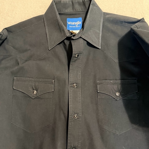 Wrangler‎ Black Pearl Snap Button Up Western Shirt Men’s 16x33 - Picture 5 of 7